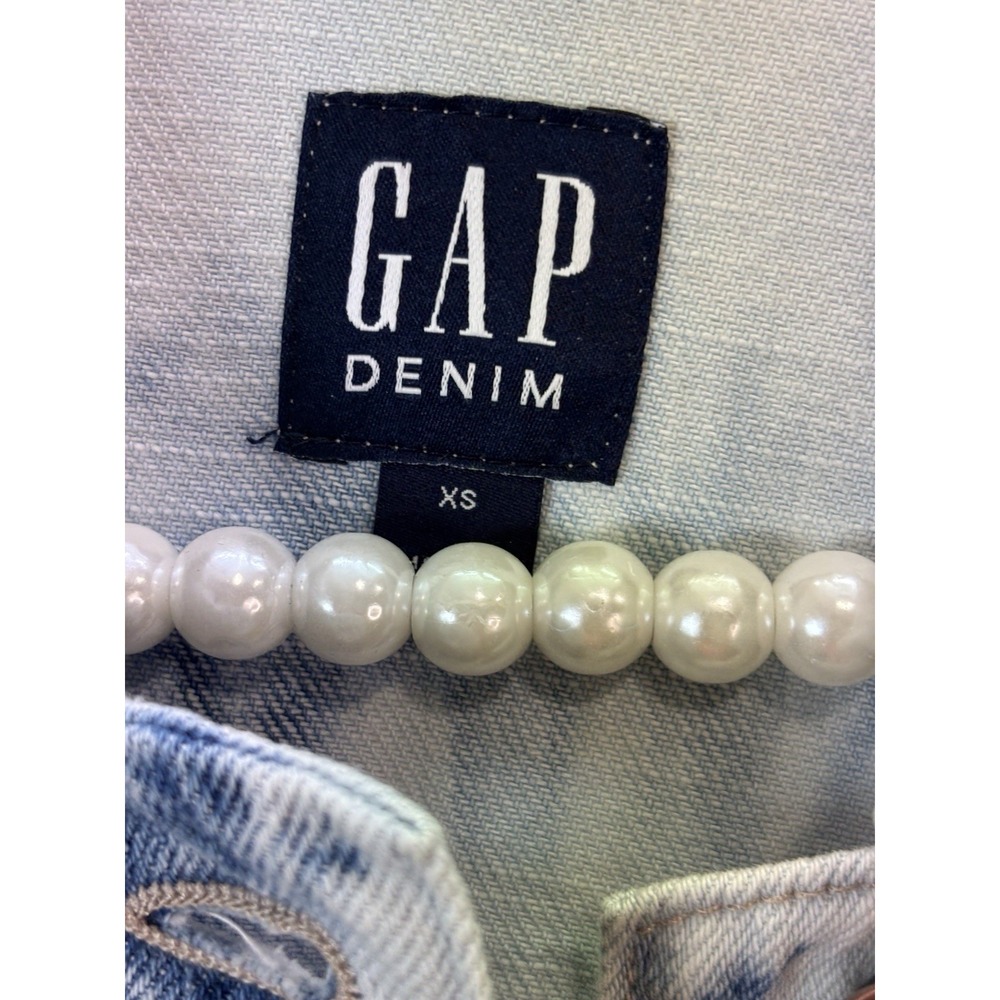 GAP Denim Womens XS Tie Dye Jean Jacket Light Wash Blue NWT 850918-00-1 0000 - Picture 6 of 14